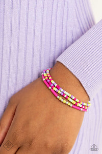Bracelet Seed Bead,Bracelet Stretchy,Glimpses of Malibu,Green,Multi-Colored,Pink,Purple,Shoreline Sketch Pink ✧ Stretch Bracelet