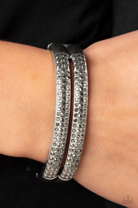 Bracelet Hinged,Hematite,Silver,STACKED Up Silver ✧ Hematite Hinged Bracelet