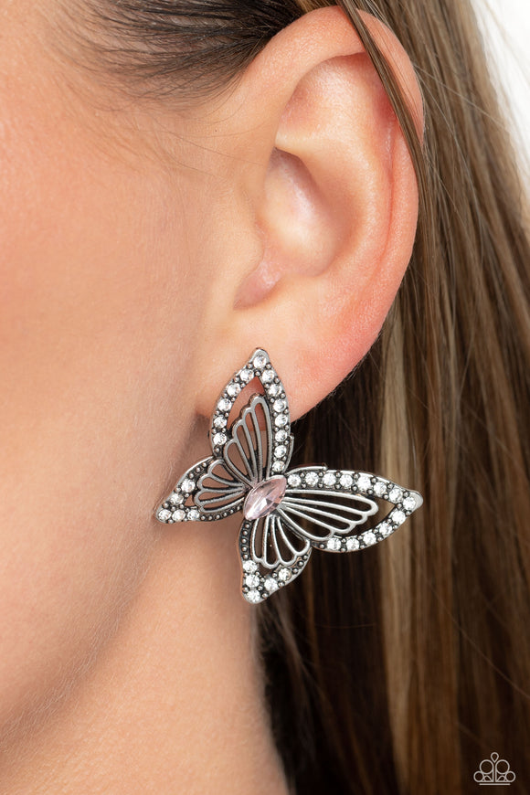 Wispy Wings Pink ✧ Butterfly Post Earrings