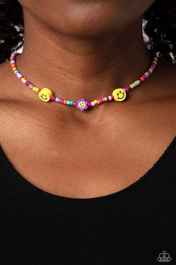 Flower Power Pageant Purple ✧ Smile Seed Bead Necklace