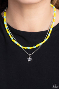 Blue,Green,Multi-Colored,Necklace Seed Bead,Necklace Short,Silver,Stars,Yellow,Starry Serendipity Yellow ✧ Star Seed Bead Necklace