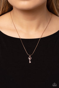 Key,Necklace Short,Rose Gold,LOVE-Locked Rose Gold ✧ Key Necklace