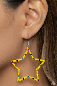 Earrings Fish Hook,Multi-Colored,Stars,Yellow,Confetti Craze Yellow ✧ Star Earrings