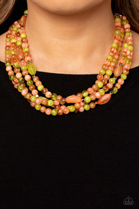 Brown,Green,Multi-Colored,Necklace Short,Orange,Layered Lass Multi ✧ Necklace