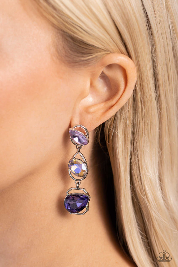 Dimensional Dance Purple ✧ UV Post Earrings