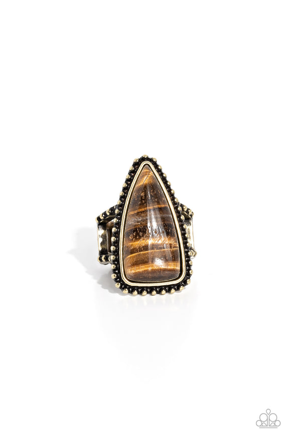 Earthy Engagement Brass ✧ Tiger's Eye Ring