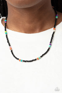 Black,Multi-Colored,Necklace Seed Bead,Necklace Short,Tis the SEA-SUN Black ✧ Seed Bead Necklace