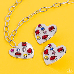 Earrings Post,Hearts,Multi-Colored,Necklace Short,Red,Sets,Valentine's Day,Relationship Ready ✧ Post Earrings & Online Dating ✧ Necklace Red Heart Set