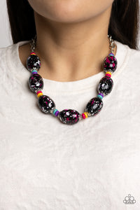 Black,Blue,Multi-Colored,Necklace Short,Pink,Purple,Silver,White,Yellow,No Laughing SPLATTER Pink ✧ Necklace