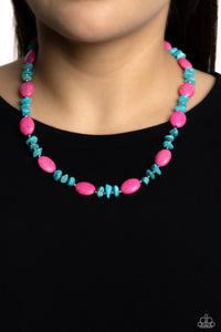 Blue,Necklace Short,Pink,Turquoise,Stone Age Showcase Pink ✧ Necklace