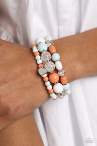 Blue,Bracelet Stretchy,Multi-Colored,Orange,White,Heartfelt Haven Blue ✧ Stretch Bracelet