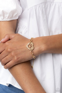 Bracelet Sliding Bead,Gold,Paw Print,PAW-sitively Perfect Gold ✧ Sliding Bead Bracelet