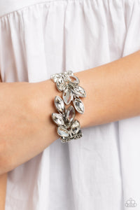 Bracelet Hinged,White,Luminous Laurels White ✧ Hinged Bracelet