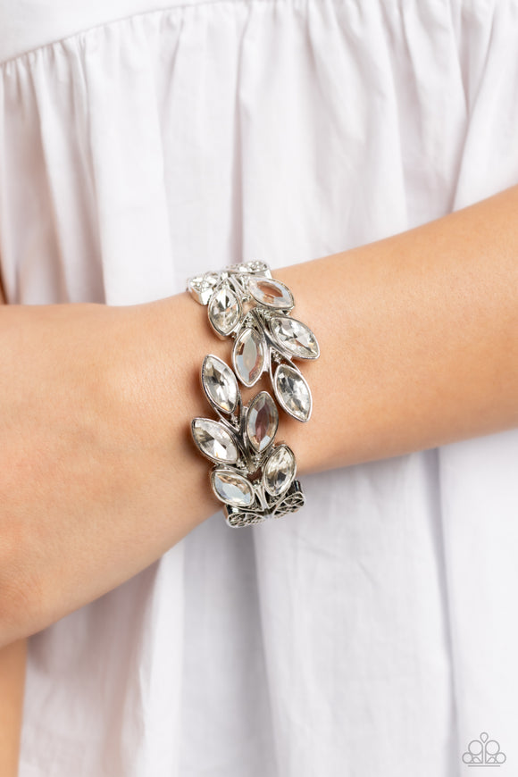 Luminous Laurels White ✧ Hinged Bracelet