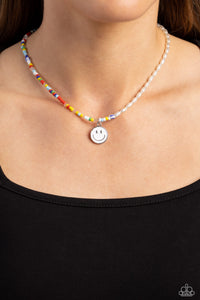 Multi-Colored,Necklace Short,Smile Face,White,Smiling Showdown White ✧ Smile Necklace