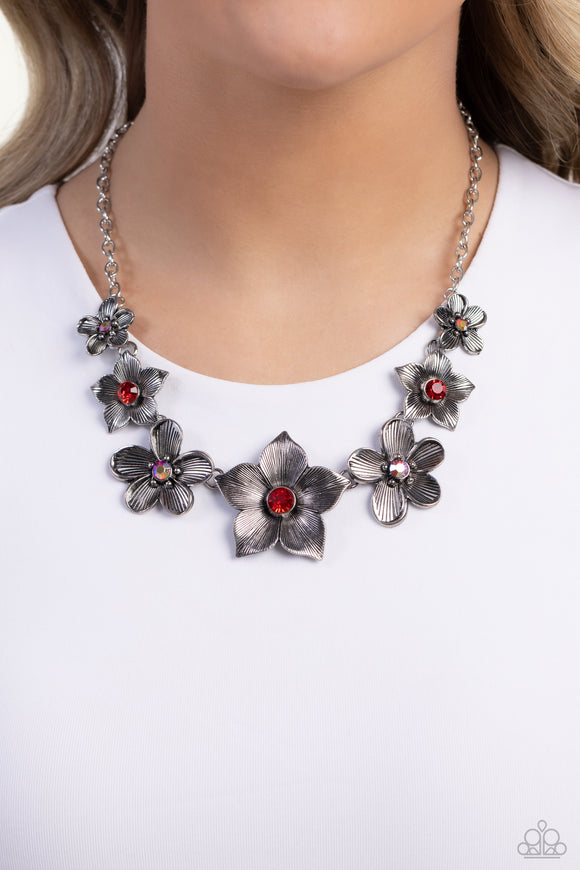 Free FLORAL Red ✧ Iridescent Necklace