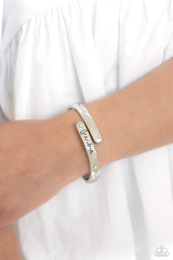 Gorgeous Grandma White ✧ Iridescent Hinged Bracelet