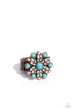 Flower of Life Copper ✧ Opalescent Turquoise Ring