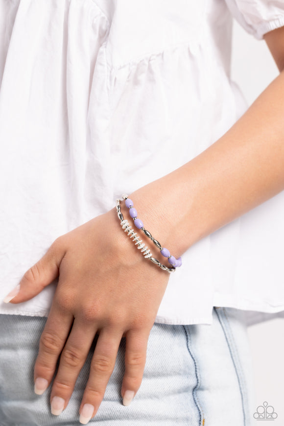WOOD Luck Purple ✧ Stretch Bracelet