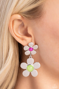Earrings Post,Green,Purple,Silver,Fashionable Florals Green ✧ Post Earrings