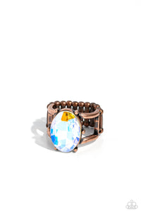 Copper,Ring Wide Back,UV Shimmer,Prismatically Pronged Copper ✧ UV Shimmer Ring