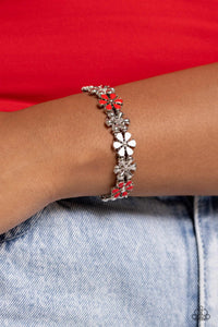 Bracelet Stretchy,Multi-Colored,Red,Sets,Silver,White,Floral Fair Red ✧ Stretch Bracelet