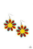 Decorated Daisies Red ✧ Seed Bead Earrings