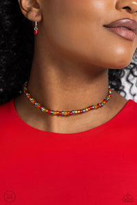 Multi-Colored,Necklace Choker,Necklace Short,Red,Sets,Colorfully GLASSY Red ✧ Choker Necklace