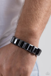 Black,Bracelet Stretchy,Gunmetal,Men's Bracelet,Chunky Champion Black ✧ Stretch Bracelet