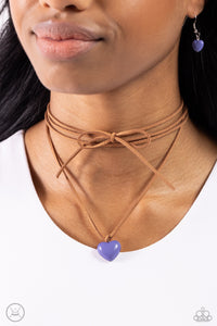 Brown,Hearts,Necklace Choker,Necklace Long,Necklace Medium,Necklace Short,Purple,Suede,Urban Necklace,Wanderlust Wardrobe Blue ✧ Heart Suede Choker Necklace