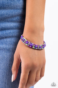 Bracelet Coil,Bracelet Seed Bead,Green,Multi-Colored,Purple,Silver,For WOOD Measure Purple ✧ Coil Seed Bead Bracelet