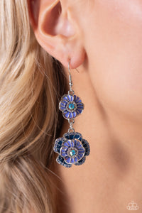 Blue,Earrings Fish Hook,Iridescent,Intricate Impression Blue ✧ Iridescent Earrings
