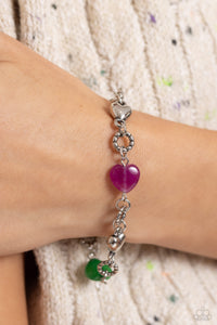 Blue,Bracelet Clasp,Green,Multi-Colored,Purple,Sets,Silver,I Can Feel Your Heartbeat Multi  ✧ Heart Bracelet