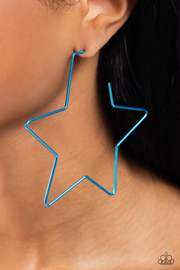 Starstruck Secret Blue ✧ Star Hoop Earrings