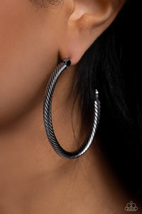 Black,Earrings Hoop,Gunmetal,Roped in Radiance Black ✧ Hoop Earrings