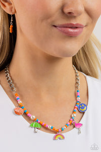 Multi-Colored,Necklace Seed Bead,Necklace Short,Orange,Smile Face,Summer Sentiment Orange ✧ Charm Seed Bead Necklace
