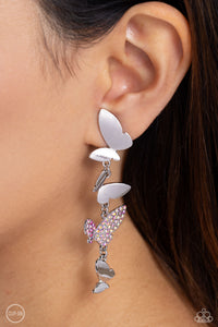 Butterfly,Earrings Clip-On,Iridescent,Pink,Silver,Flying Flashy Pink ✧ Iridescent Butterfly Clip-On Earrings
