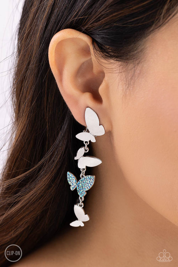 Flying Flashy Blue ✧ Butterfly Iridescent Clip-On Earrings