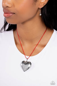 Hearts,Necklace Short,Red,Silver,Valentine's Day,Devoted Daze Red ✧ Heart Necklace