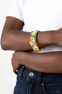 Bracelet Stretchy,Multi-Colored,Orange,Turquoise,Yellow,Glassy Gait Multi ✧ Stretch Bracelet