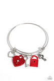 Locked Legacy Red ✧ Heart Key Bangle Bracelet