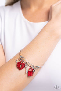 Bracelet Bangle,Hearts,Key,Red,Valentine's Day,Locked Legacy Red ✧ Heart Key Bangle Bracelet
