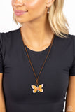 Winged Wanderer Orange ✧ Butterfly Suede Necklace