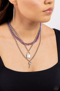 Necklace Short,Purple,Silver,Locked Labor Purple ✧ Necklace