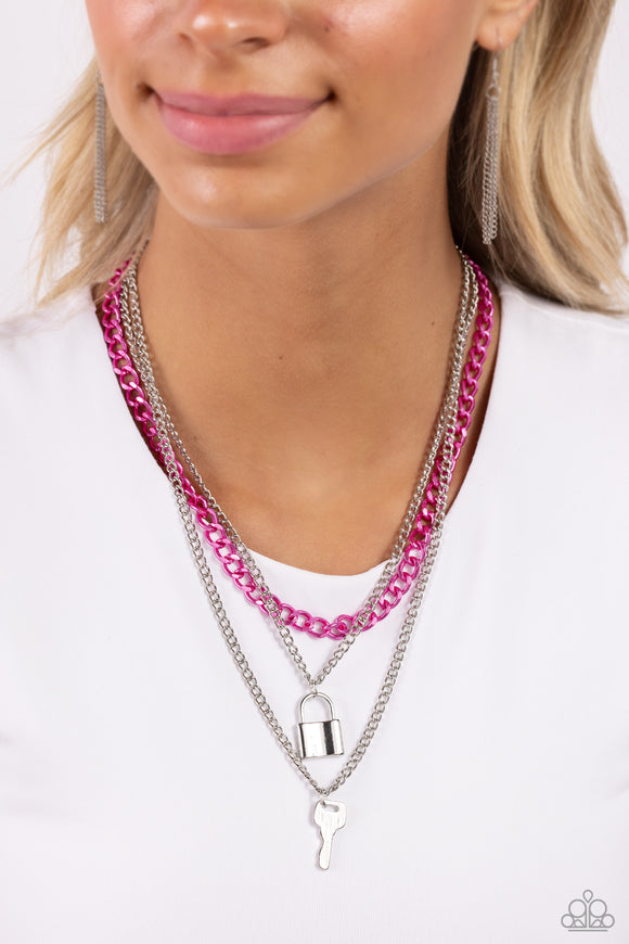 Locked Labor Pink ✧ Key Necklace
