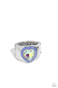 Blue,Hearts,Iridescent,Ring Wide Back,Valentine's Day,Fond Regard Blue ✧ Iridescent Heart Ring