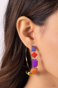 Blue,Earrings Hoop,Multi-Colored,Orange,Purple,Red,Yellow,Geometric Gamer Multi ✧ Hoop Earrings