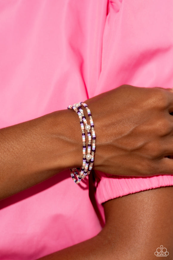 Colorblock Cache Purple ✧ Seed Bead Stretch Bracelet