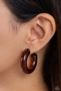 Brown,Earrings Acrylic,Earrings Hoop,Glassy GAZE Brown ✧ Hoop Earrings
