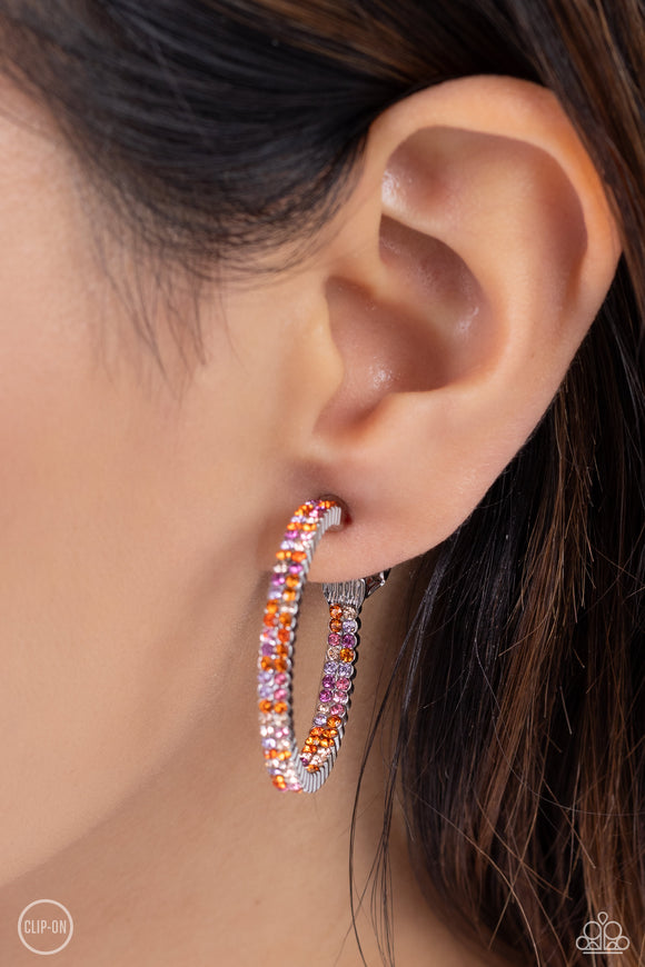 Outstanding Ombré Orange ✧ Clip-On Hoop Earrings